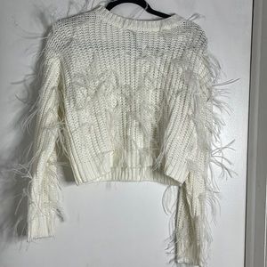 Boohoo Feather cropped sweater never worn